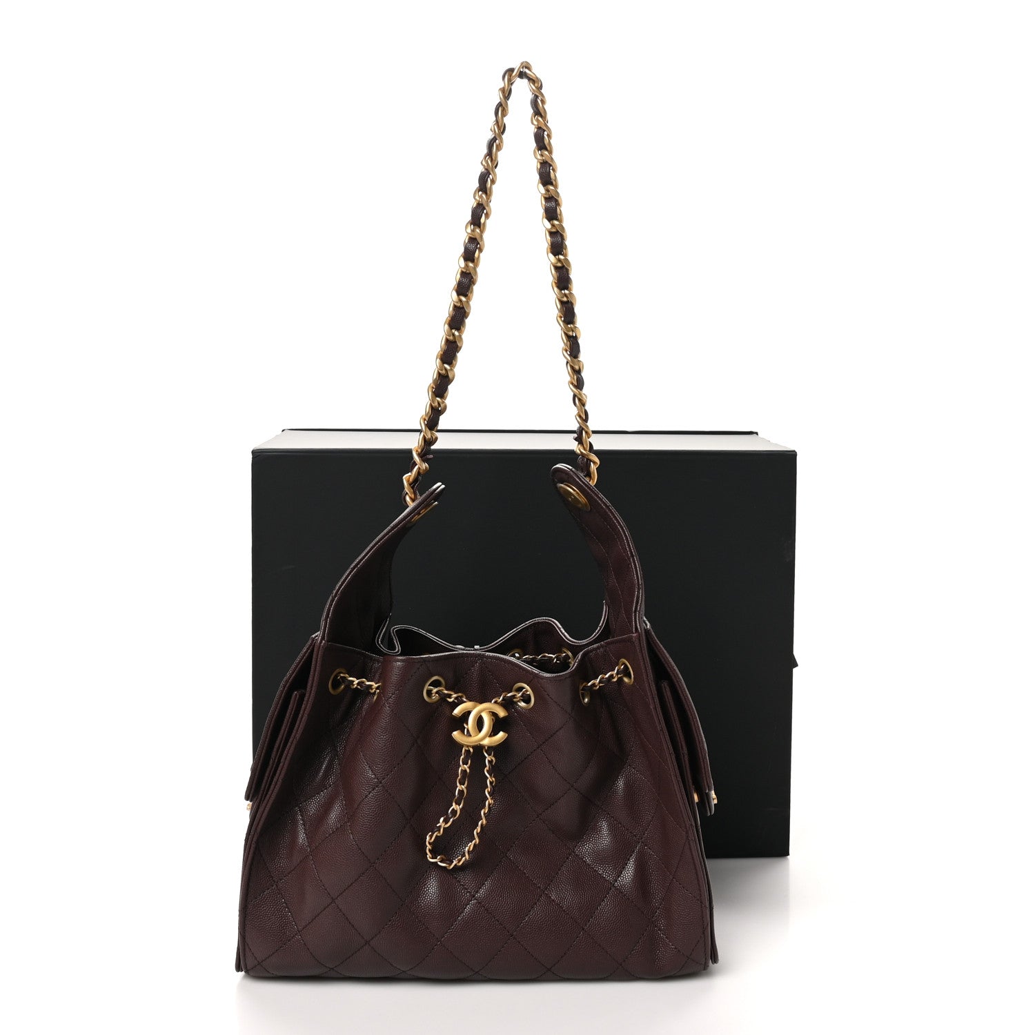 Caviar Quilted Small Chanel 25 Handbag Dark Brown