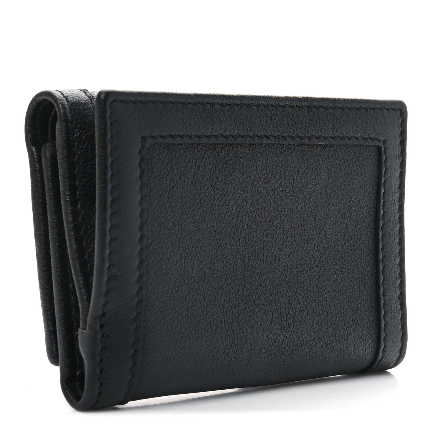 Wonka Grain Calfskin Diana Tri-Fold Wallet Black