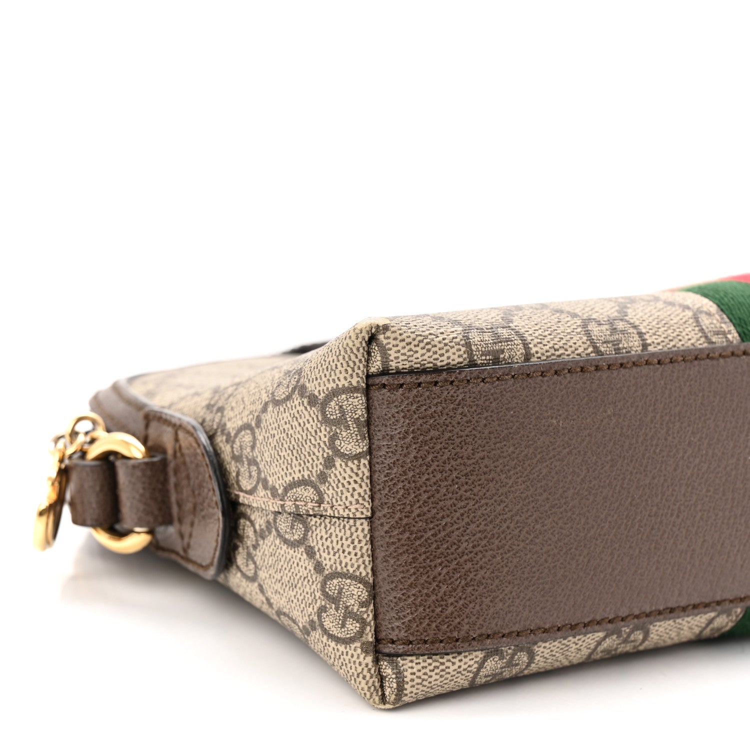 GG Supreme Monogram Textured Dollar Calfskin Web Small Ophidia Dome Shoulder Bag Beige Ebony New Acero