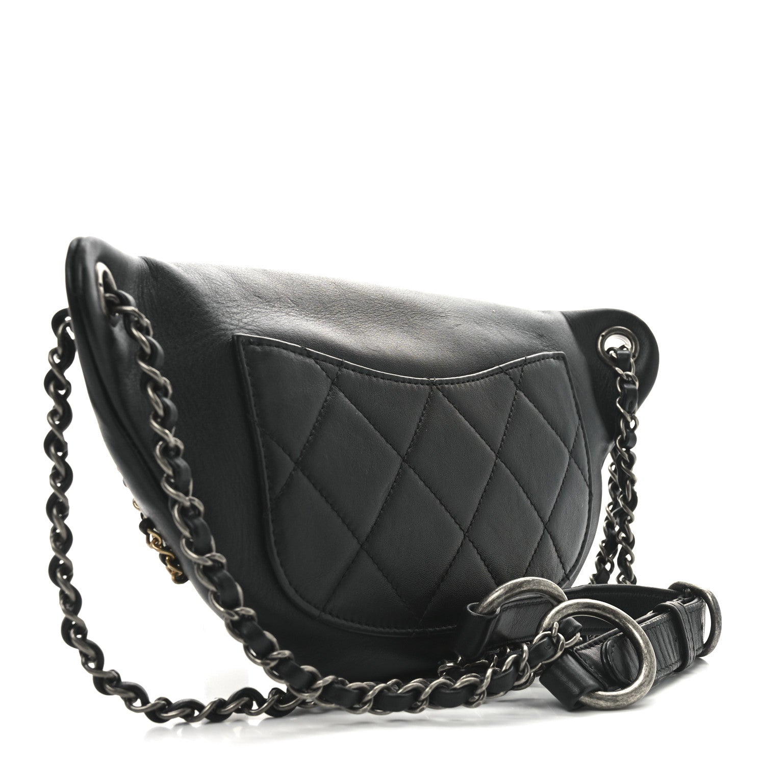Calfskin Chain 20s Signe Waist Bag Black