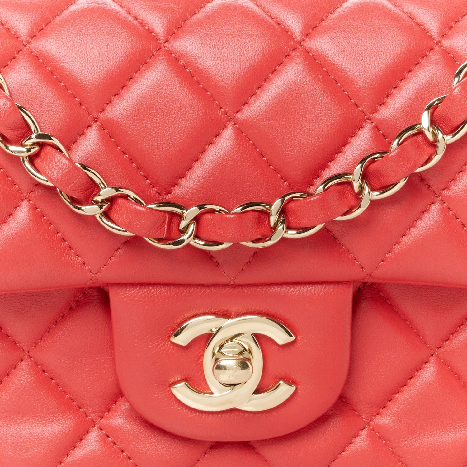 Lambskin Quilted Mini Rectangular Flap Pink