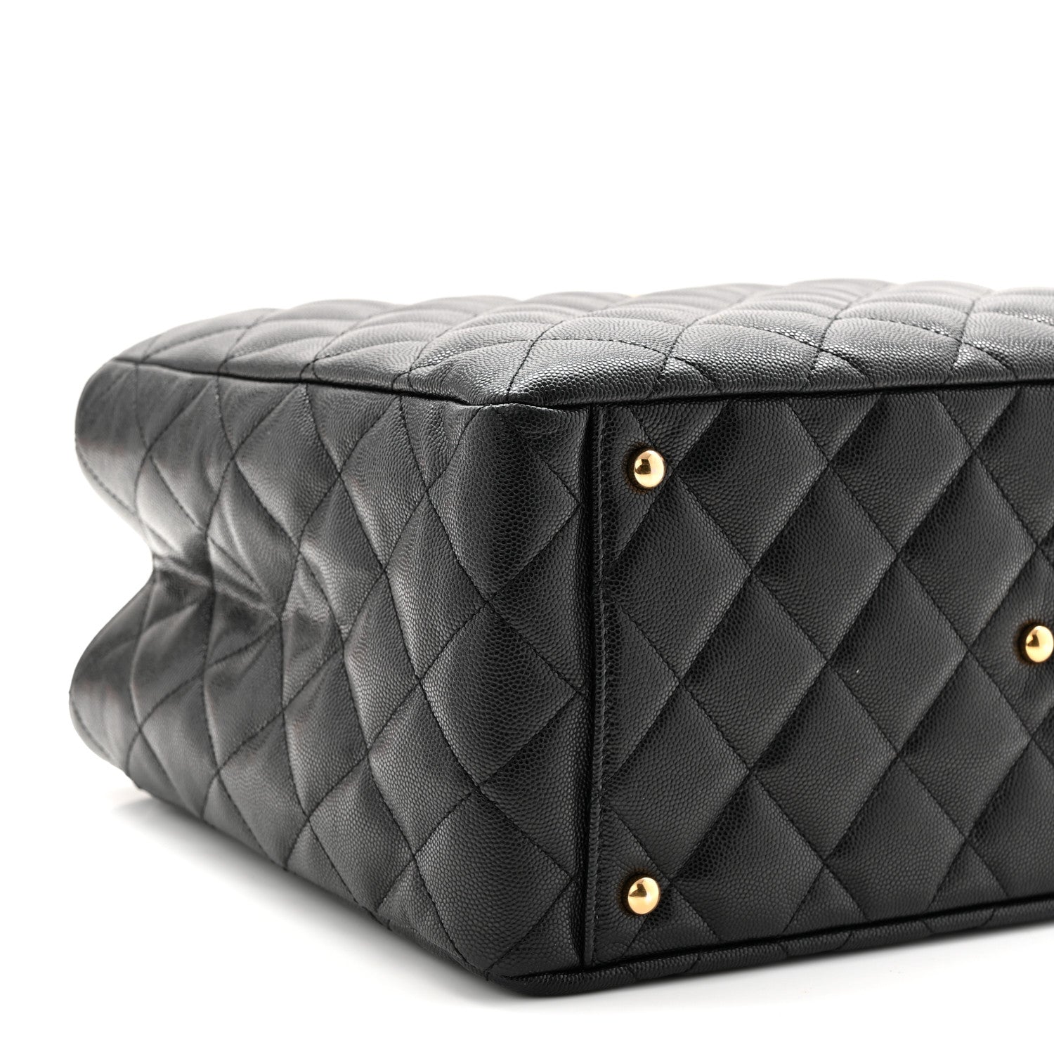 Caviar Quilted Small Shopping Tote Black