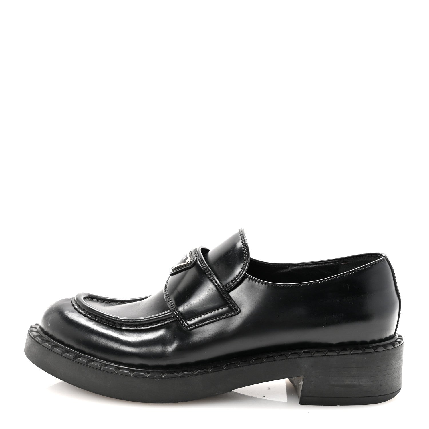 Spazzolato Metal Triangle Logo 50mm Loafers 40 Black