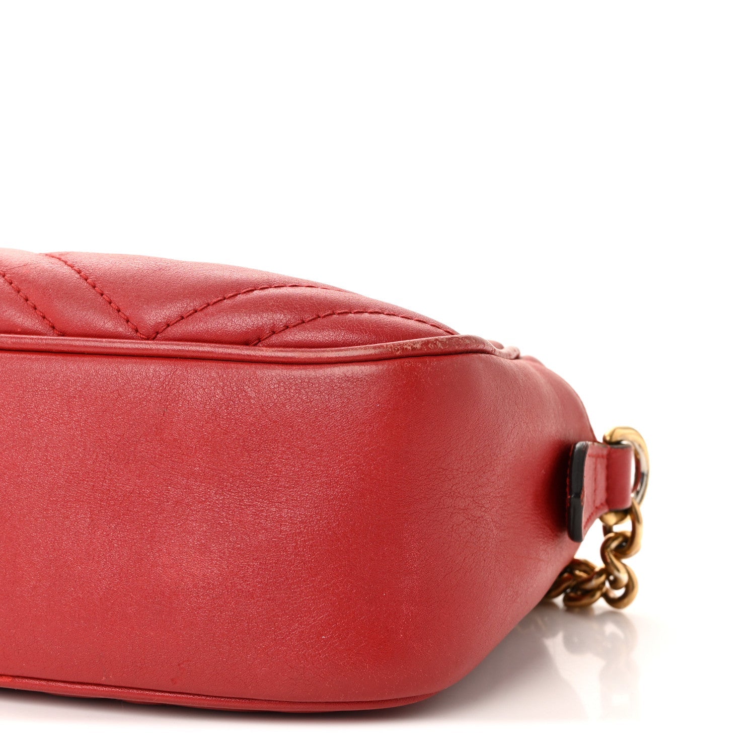 Calfskin Matelasse Small GG Marmont Chain Shoulder Bag Hibiscus Red