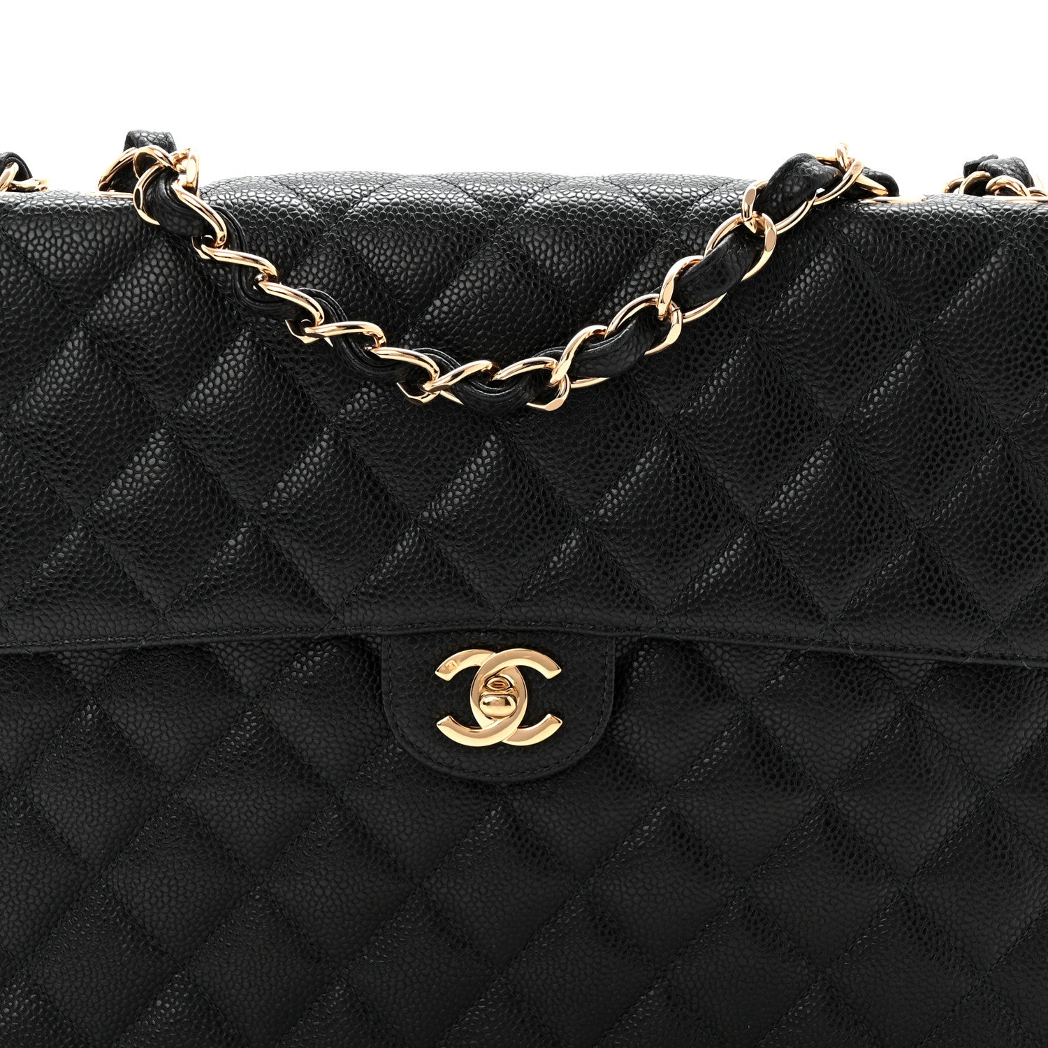 Caviar Jumbo Single Flap Black