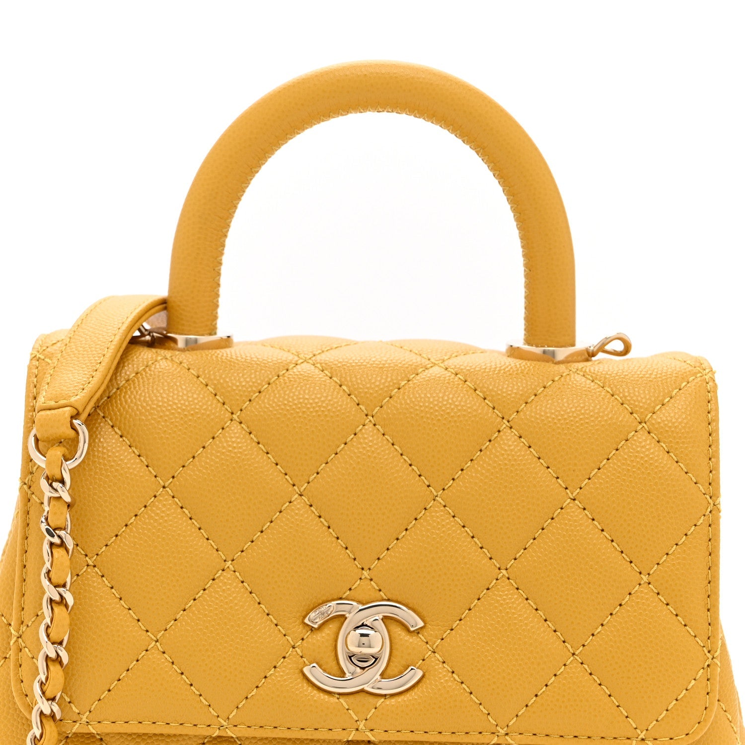 Caviar Quilted Extra Mini Coco Handle Flap Yellow