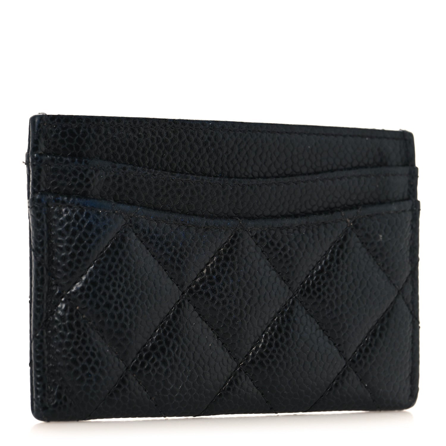Caviar Quilted Card Holder Black