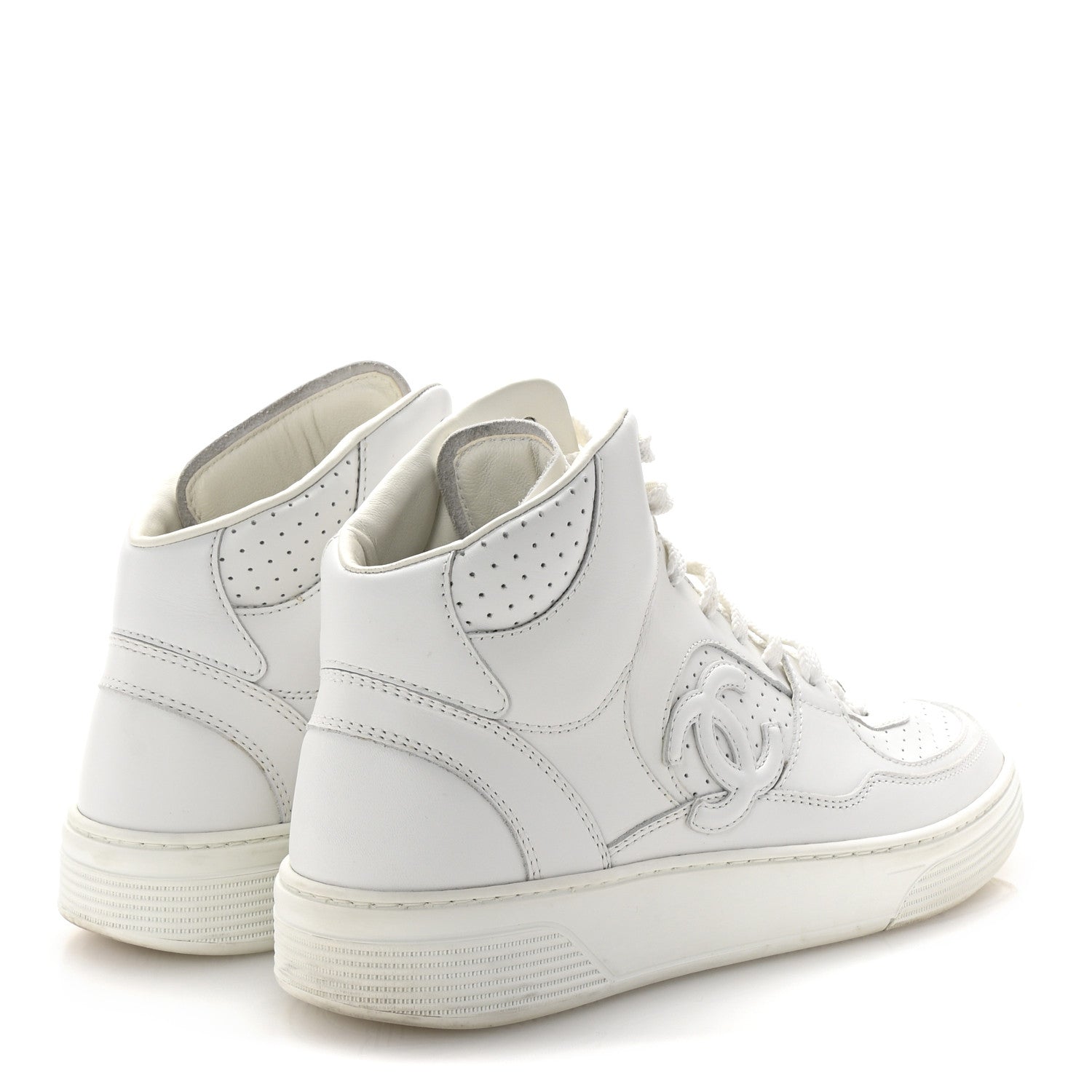 Calfskin CC High Top Sneaker 38.5 White