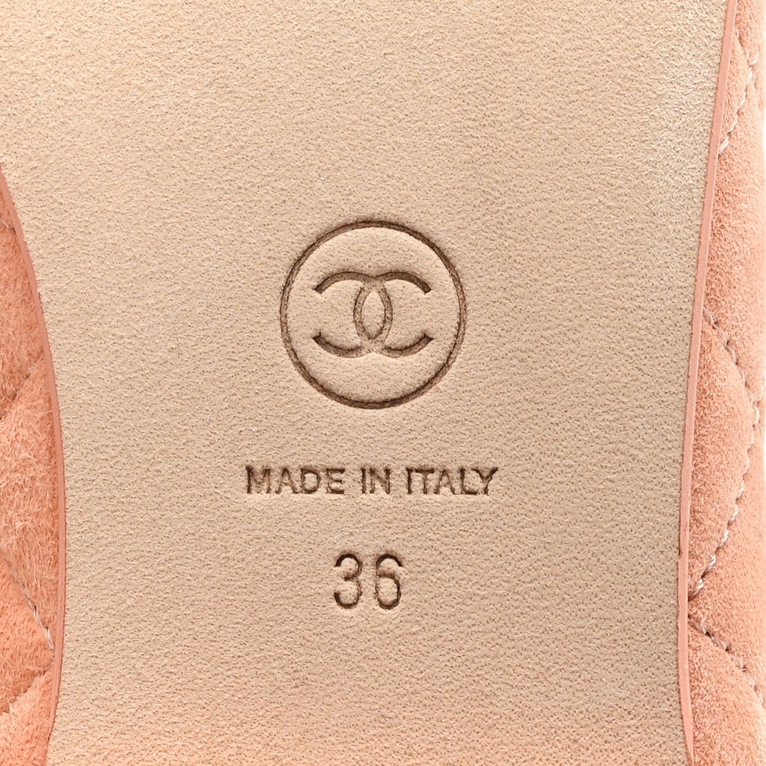 Suede Calfskin Quilted Cap Toe CC Ballerina Flats 36 Pink