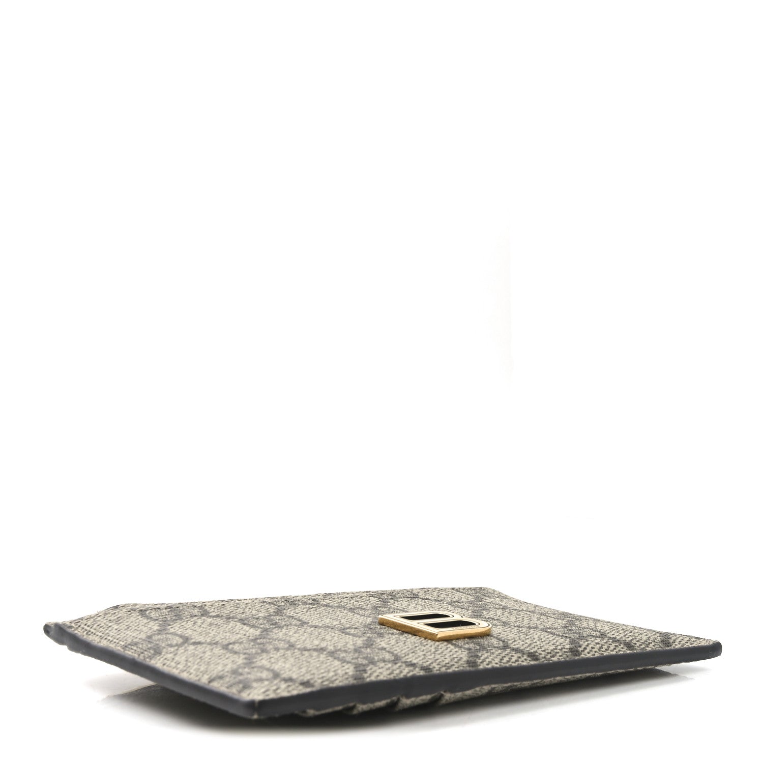 X BALENCIAGA GG Supreme Monogram Zip Card Case Beige Ebony