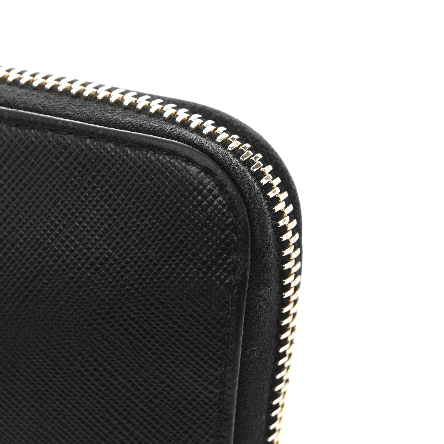 Saffiano Metal Zip Around Wallet Black