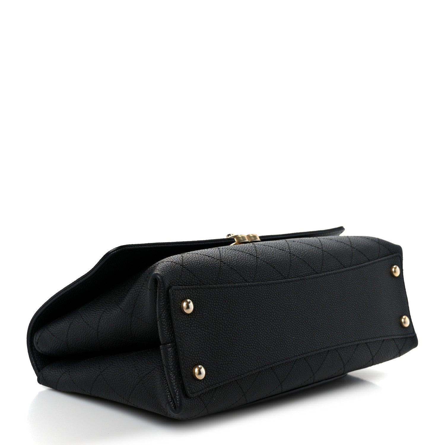Grained Calfskin Stitched Flap Black