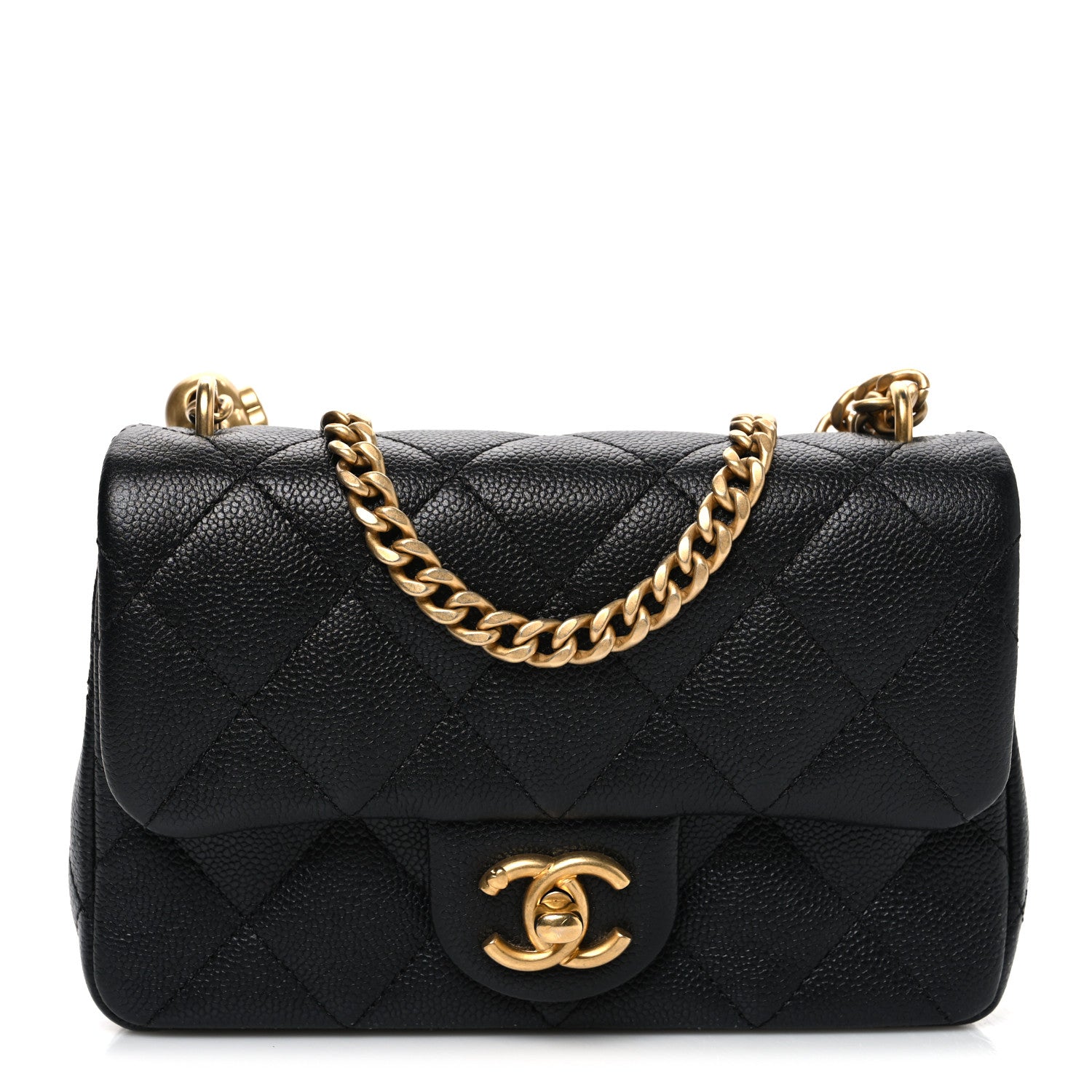 Caviar Quilted Mini Sweetheart Rectangular Flap Black