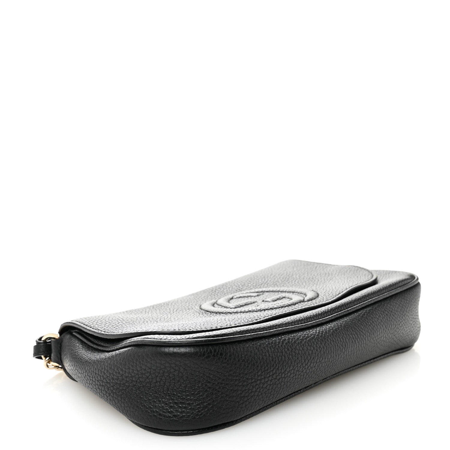 Pebbled Calfskin Medium Soho Flap Crossbody Black