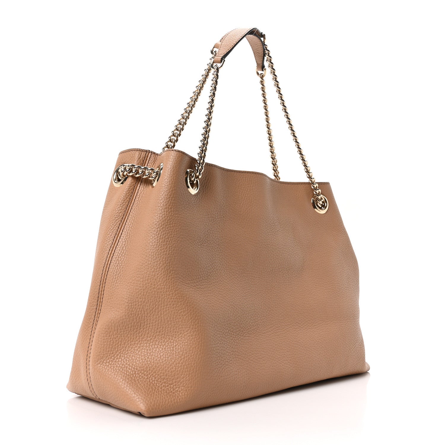 Pebbled Calfskin Medium Soho Chain Shoulder Bag Camelia