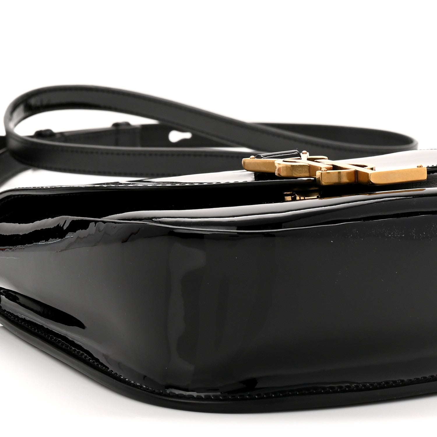 Patent Calfskin Classic Monogram Small Kaia Satchel Black