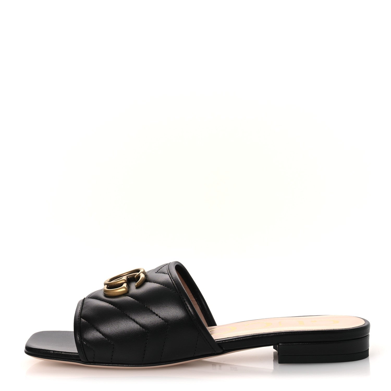 Nappa Matelasse GG Marmont Flat Slide Sandals 36.5 Black