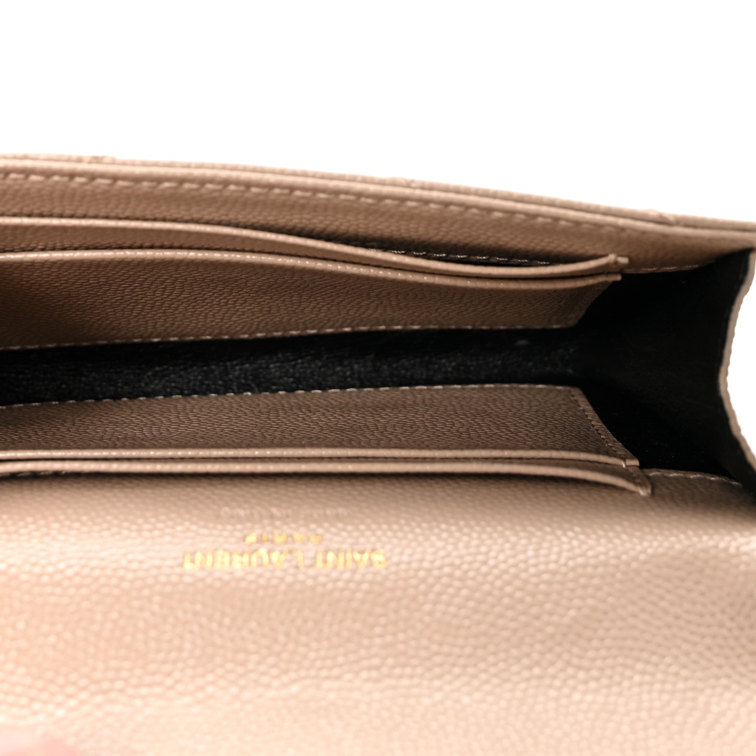 Grain De Poudre Matelasse Chevron Small Monogram Envelope Wallet Dark Beige
