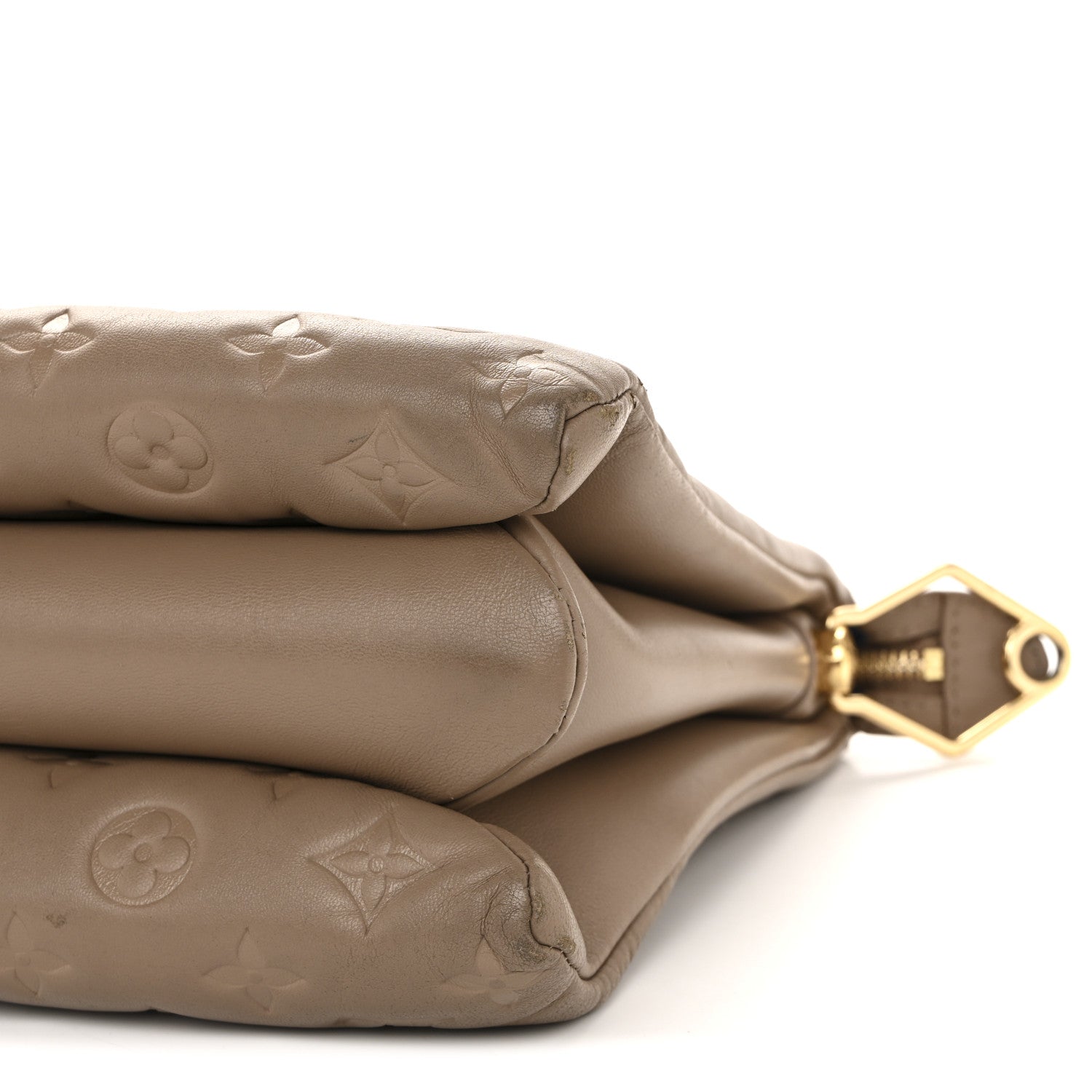 Lambskin Embossed Monogram Coussin MM Taupe