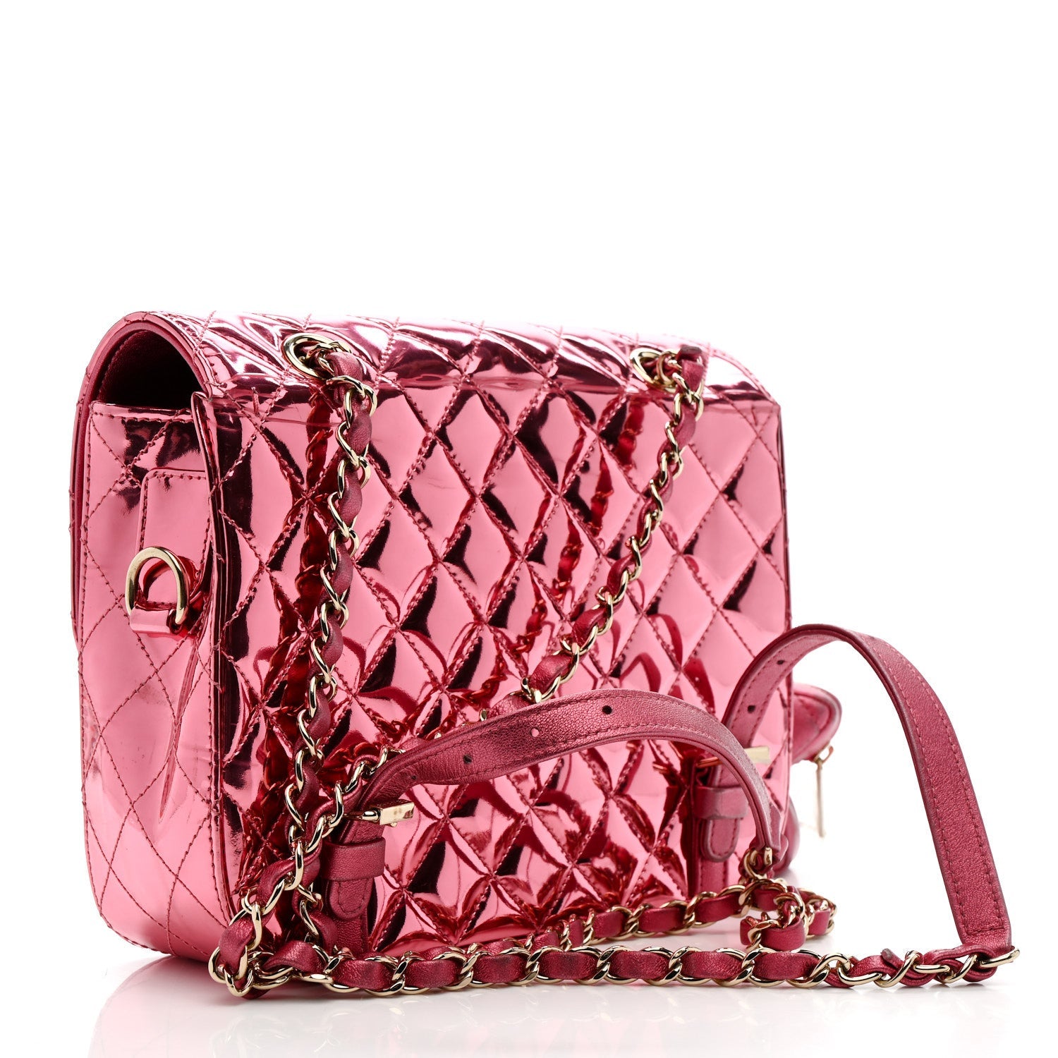 Mirror Calfskin Metallic Calfskin Quilted Hollywood Boulevard Backpack Pink