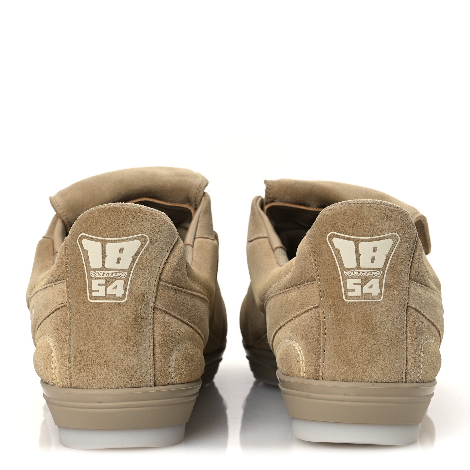 Calfskin Suede Mens LV Foot Print Soccer Sneakers 10 Beige