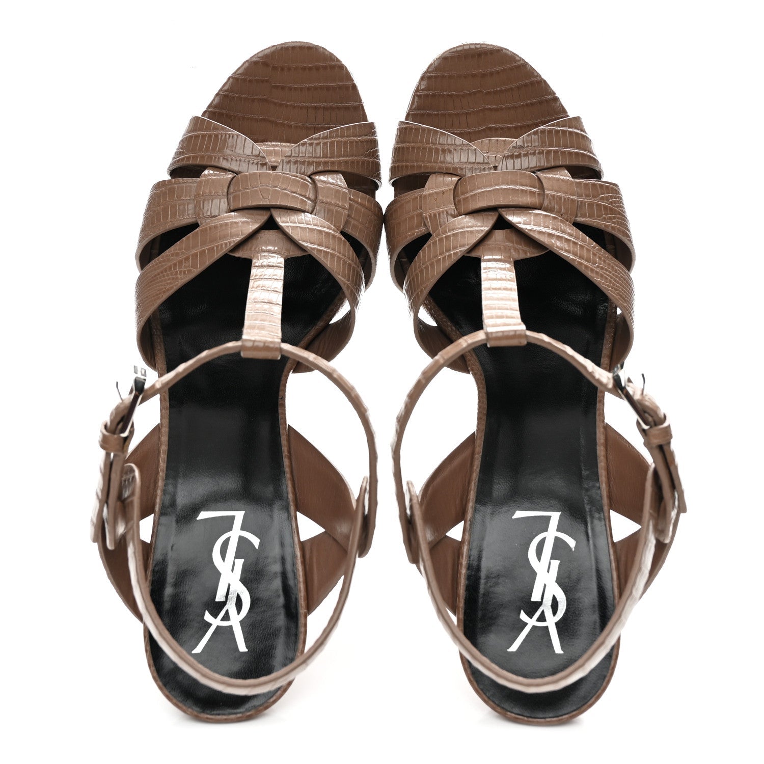 Calfskin Embossed Crocodile Tribute 75 Platform Sandals 39.5 Beige