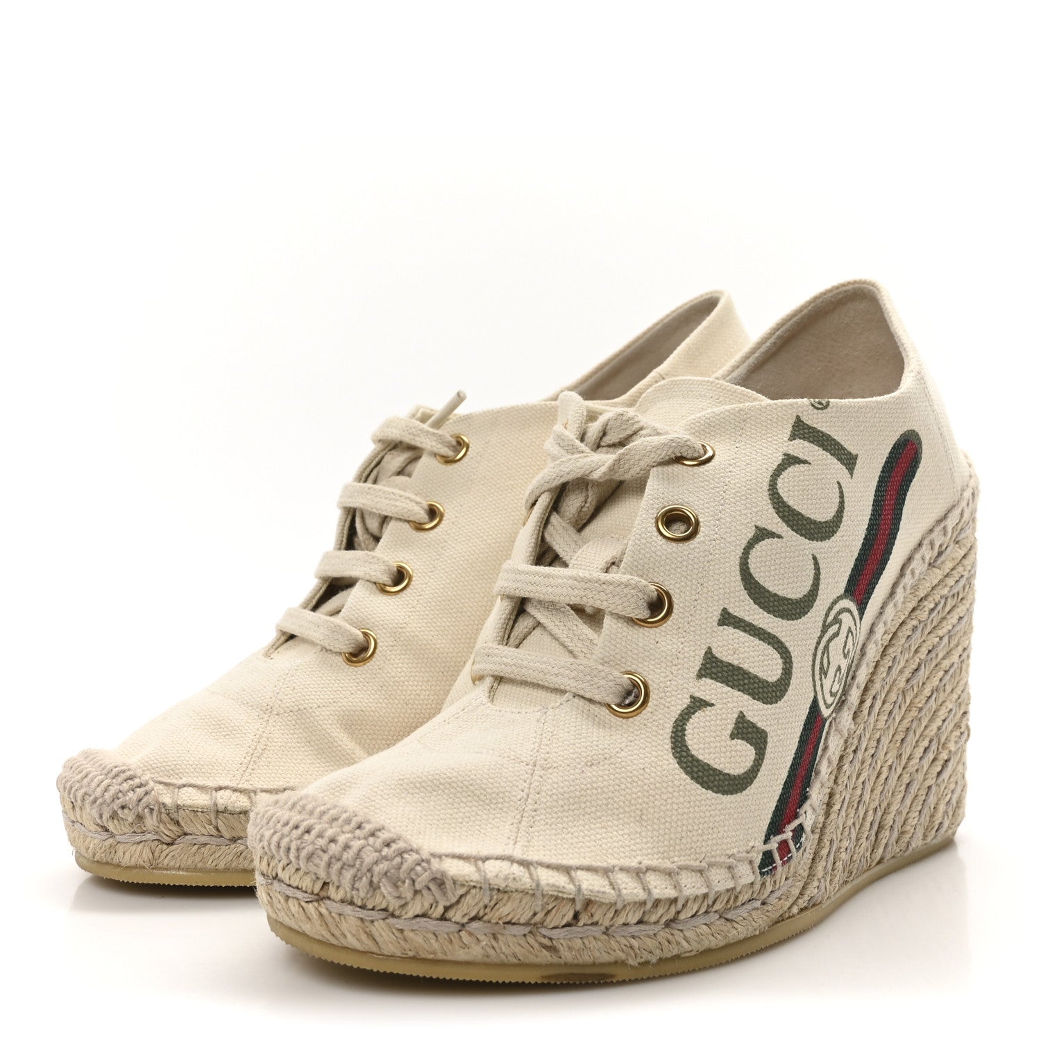 Canvas Logo Espadrille Wedge Sneakers 35 White