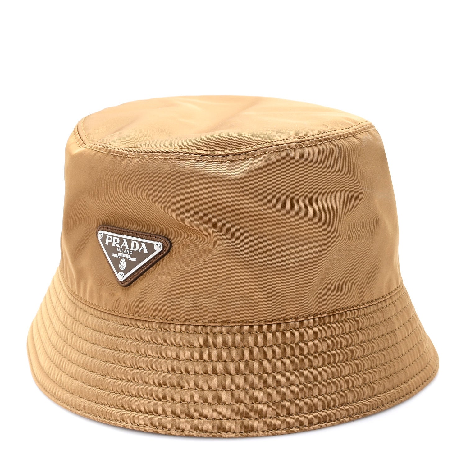 Re-Nylon Metal Triangle Logo Mens Bucket Hat L Tabacco