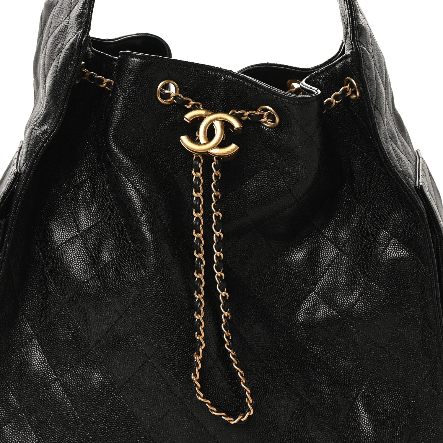 Caviar Quilted Medium Chanel 25 Handbag Black