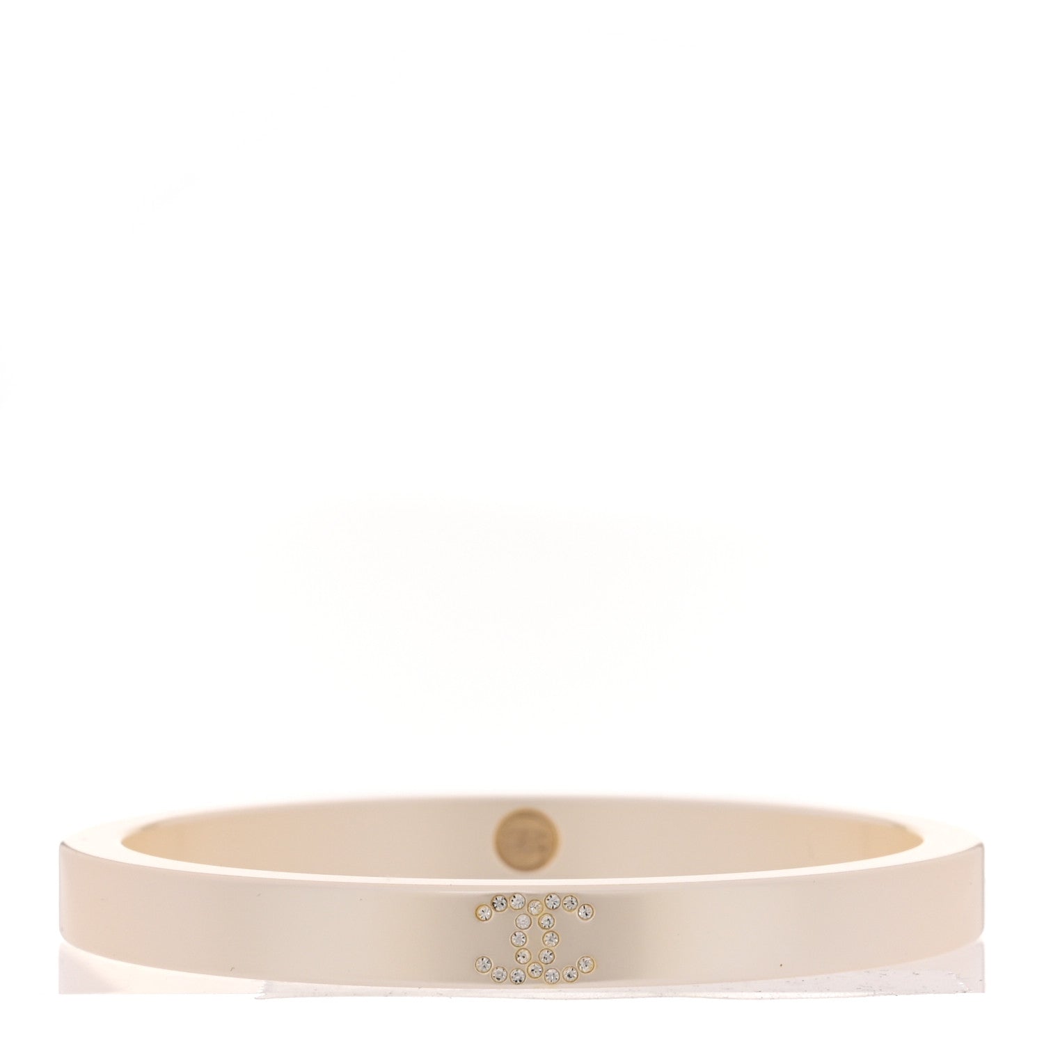 Resin Crystal CC Bangle Bracelet White