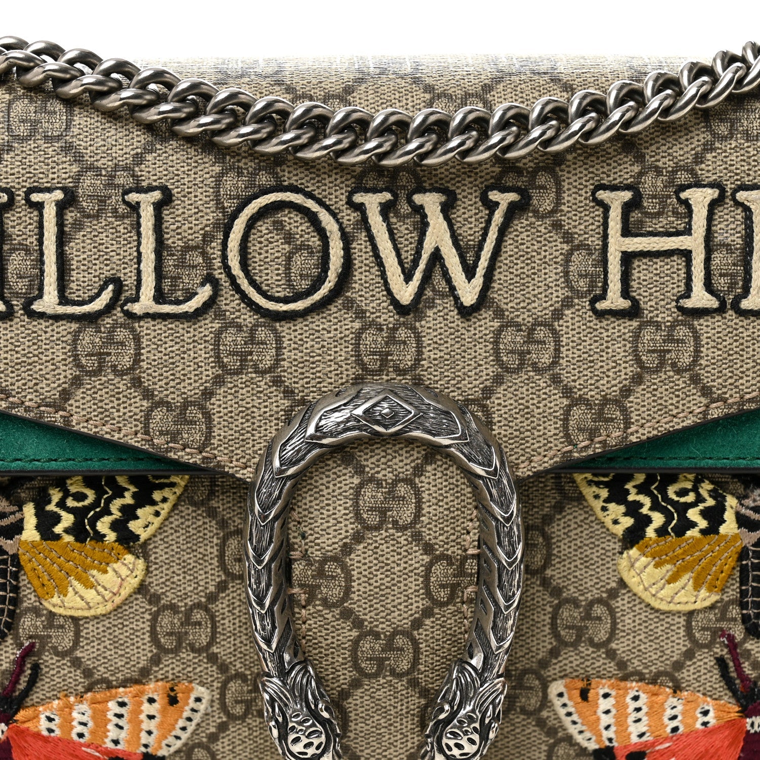 GG Supreme Monogram Willow Hill Embroidered Small Dionysus Shoulder Bag Emerald