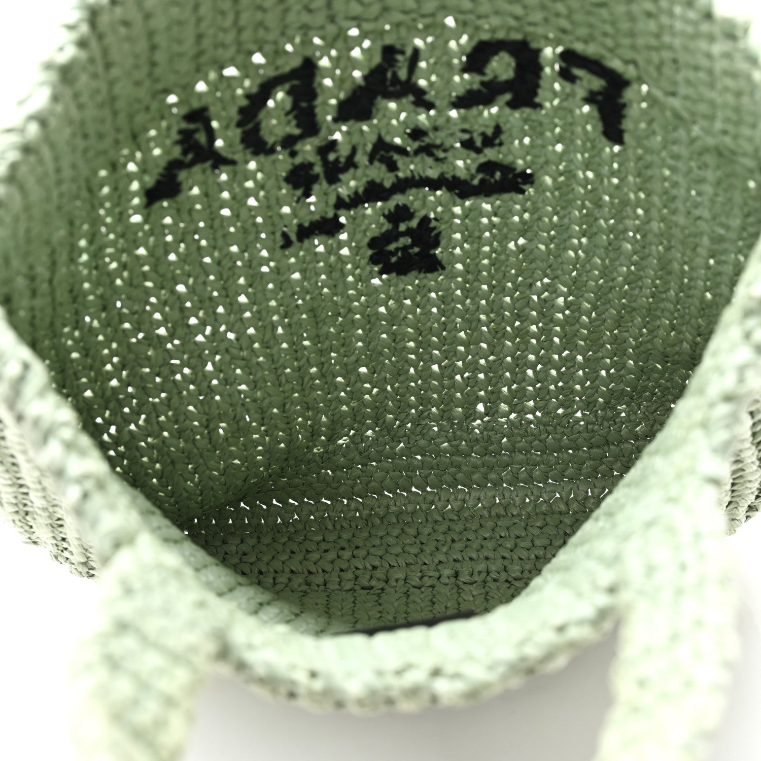 Yarn Raffia Effect Crochet Small Logo Tote Acqua