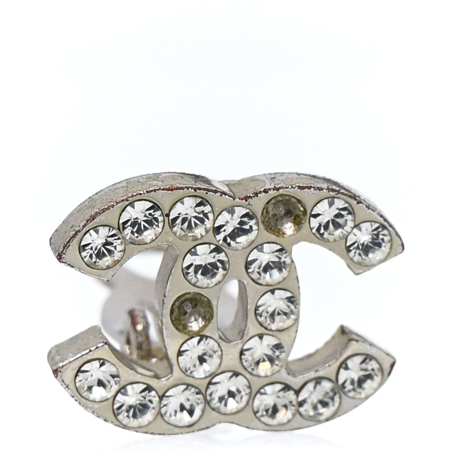 Crystal CC Clip on Earrings Silver