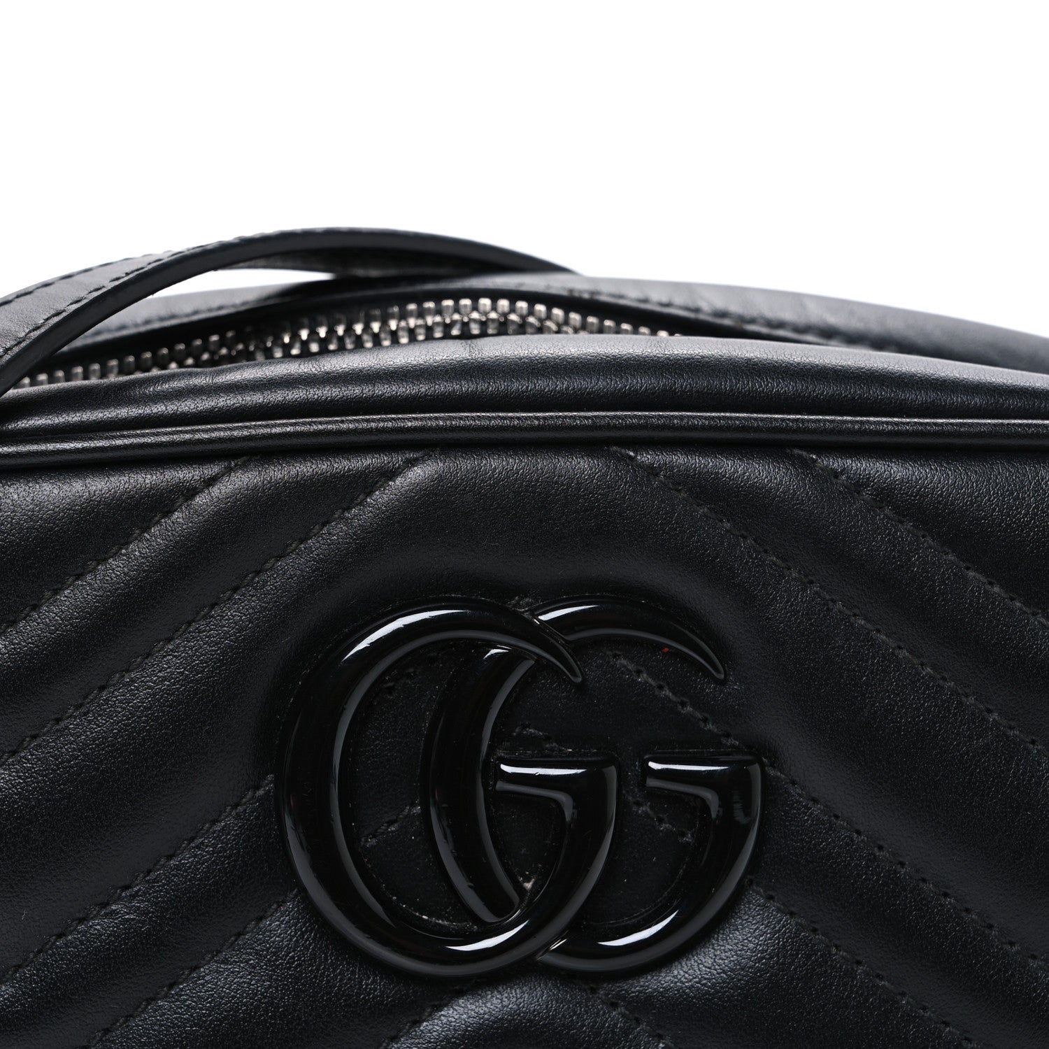 Calfskin Matelasse Monochrome Small GG Marmont Chain Shoulder Bag Black