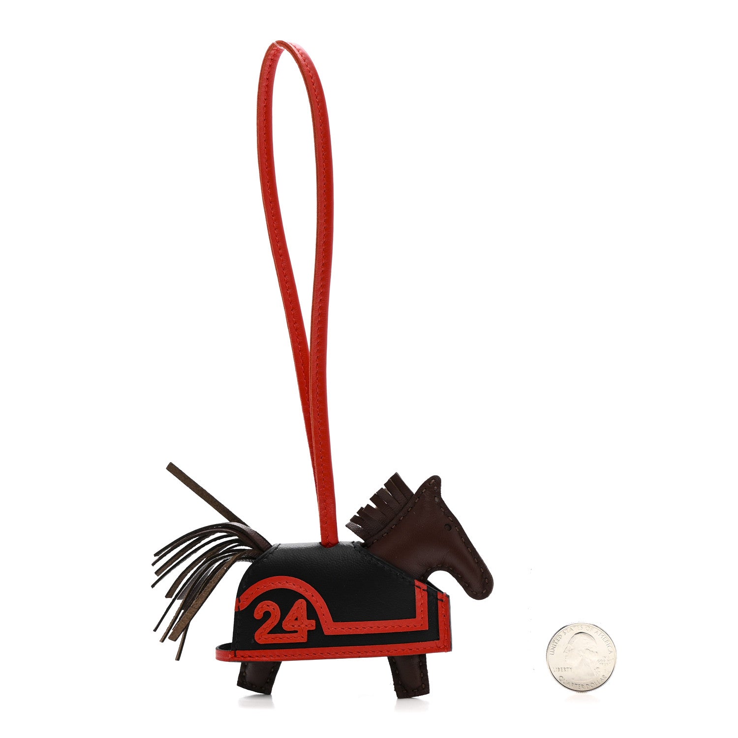 Milo Lambskin Grigri Rodeo Robeo 24 Bag Charm PM Terre Black Capucine