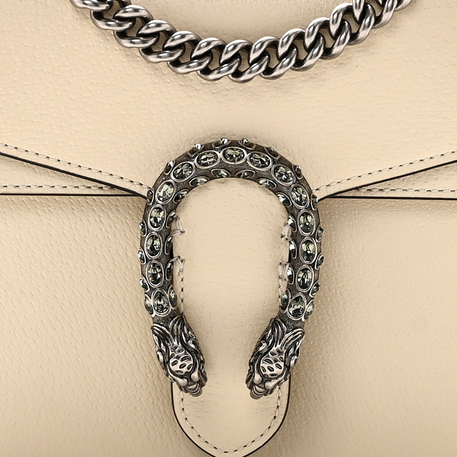 Textured Calfskin Crystal Mini Dionysus Shoulder Bag Mystic White