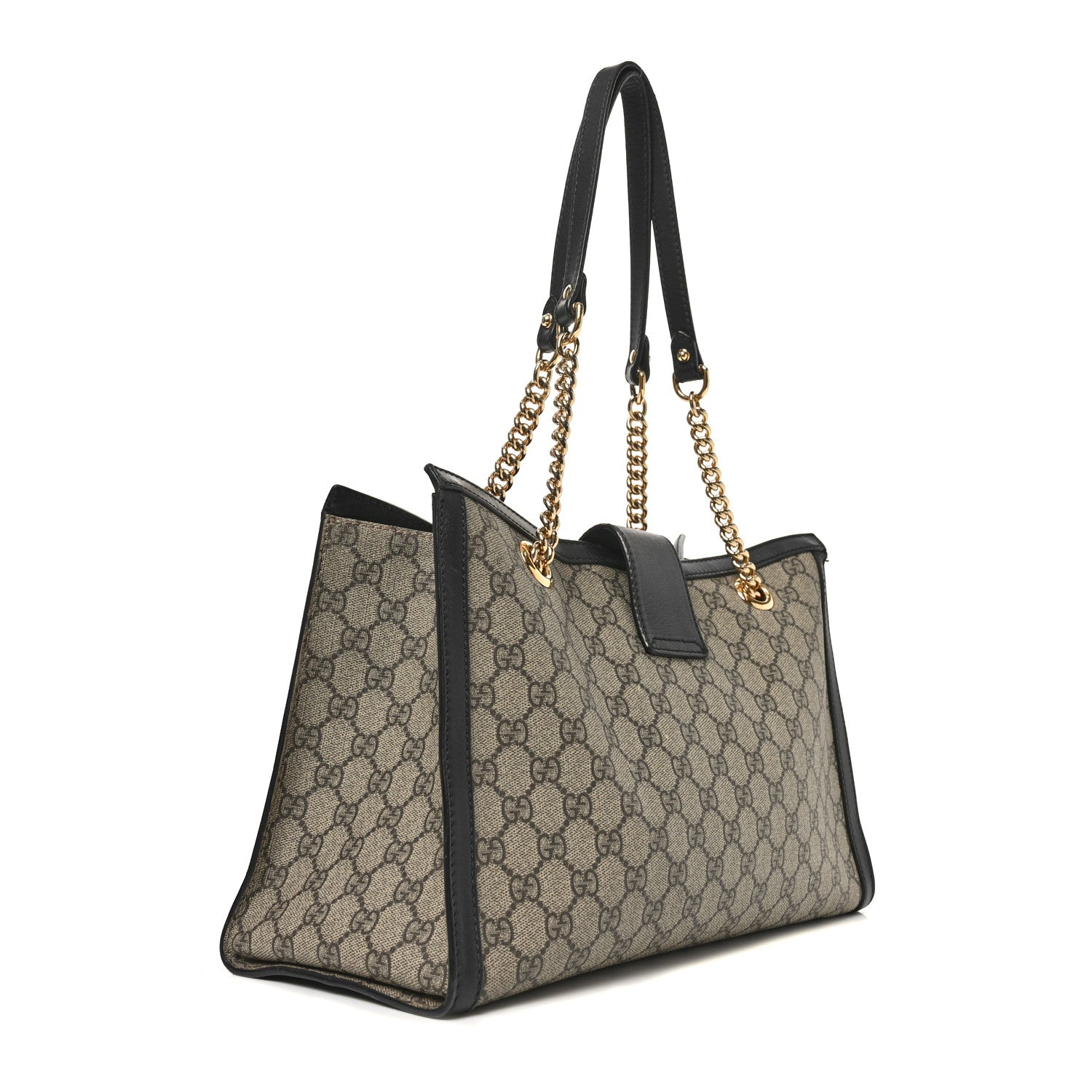 GG Supreme Monogram Medium Padlock Tote Black