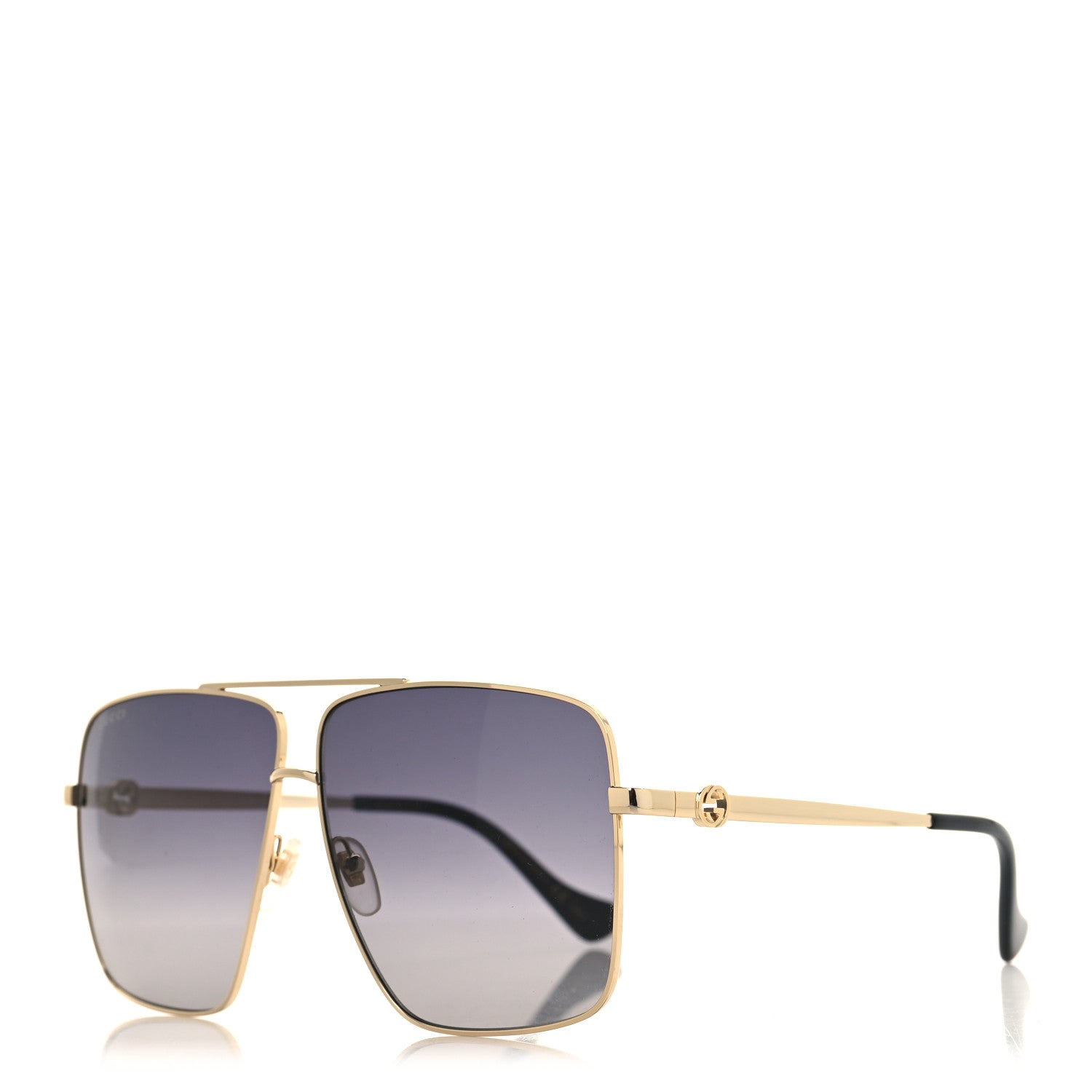 Metal Navigator Square Sunglasses GG1087S Gold Black
