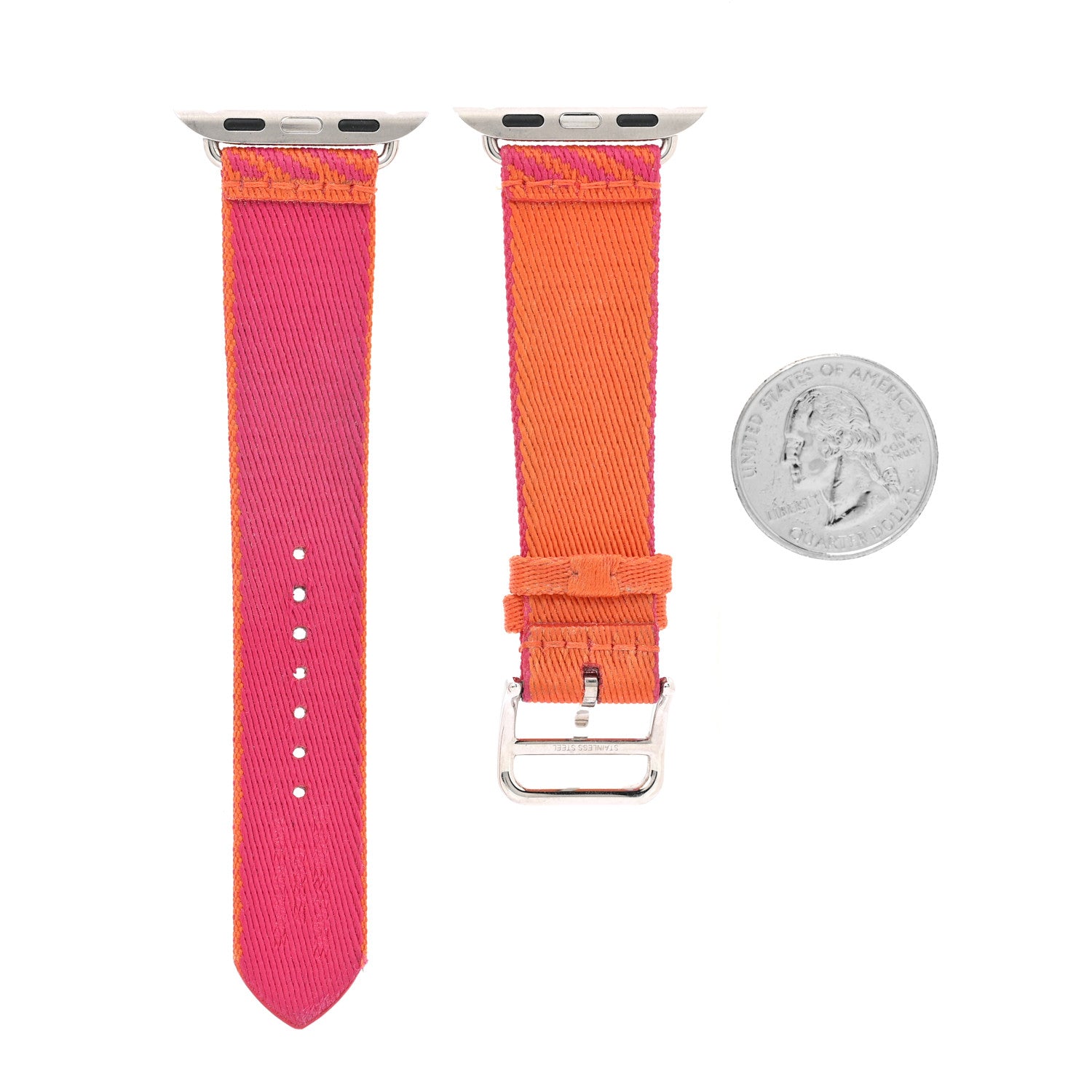 Nylon Weave 32mm Twill Jump Apple Watch Single Tour Strap Orange Rose Mexico