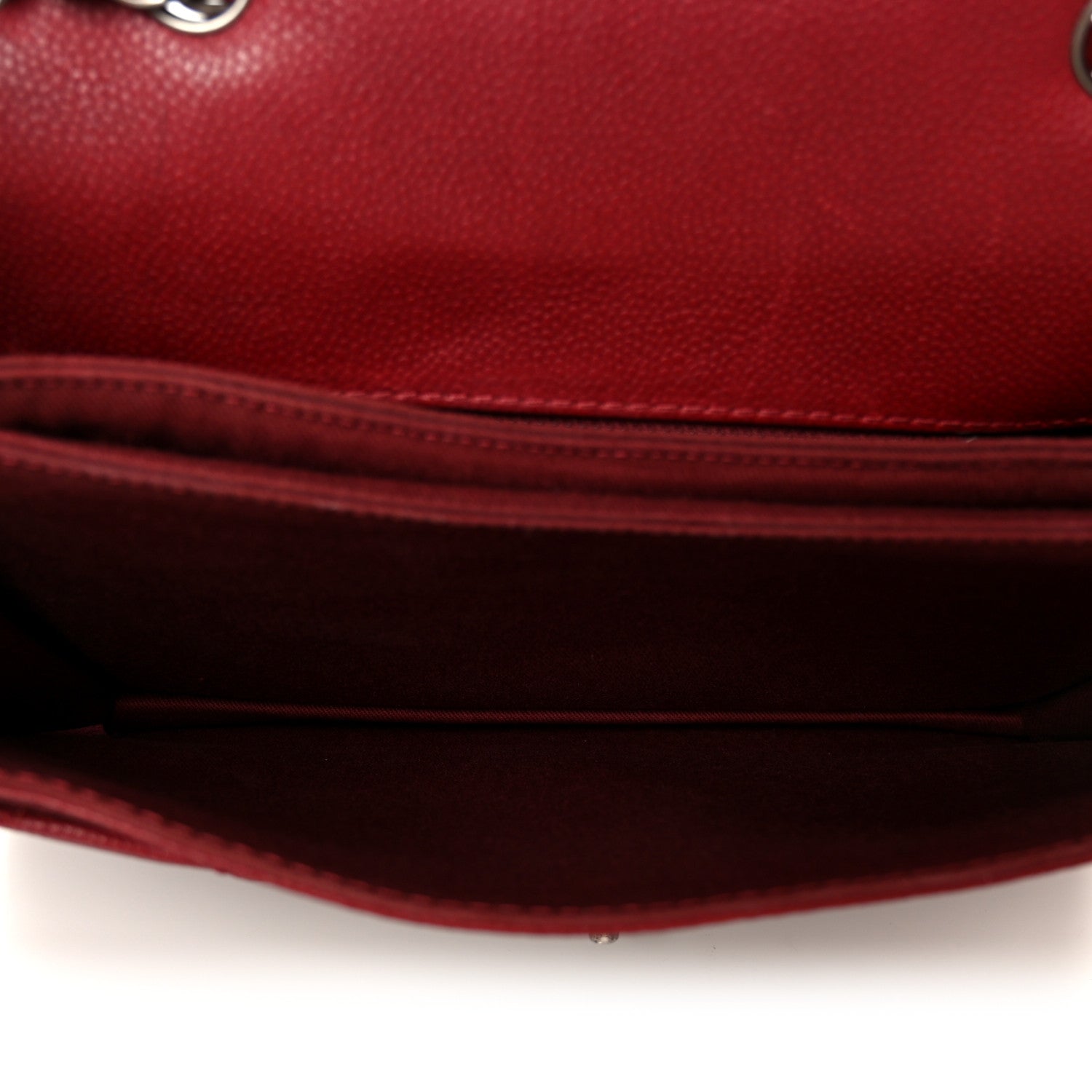 Caviar Quilted Flap With Chain Red