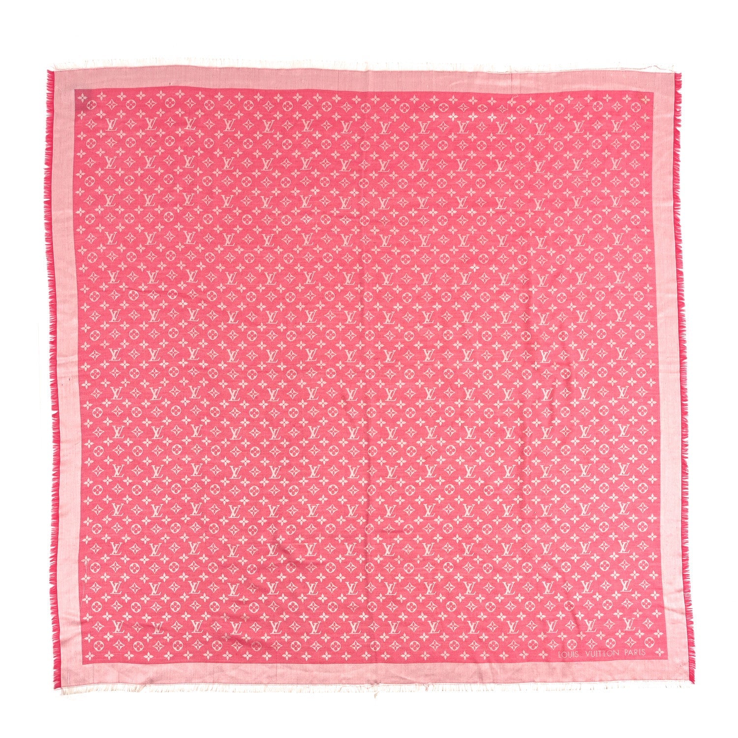 Wool Silk Monogram Denim Shawl Pivoine