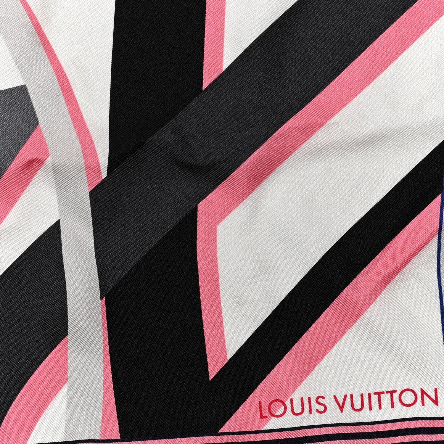 Silk LV Monogram Square Scarf Blue Pink