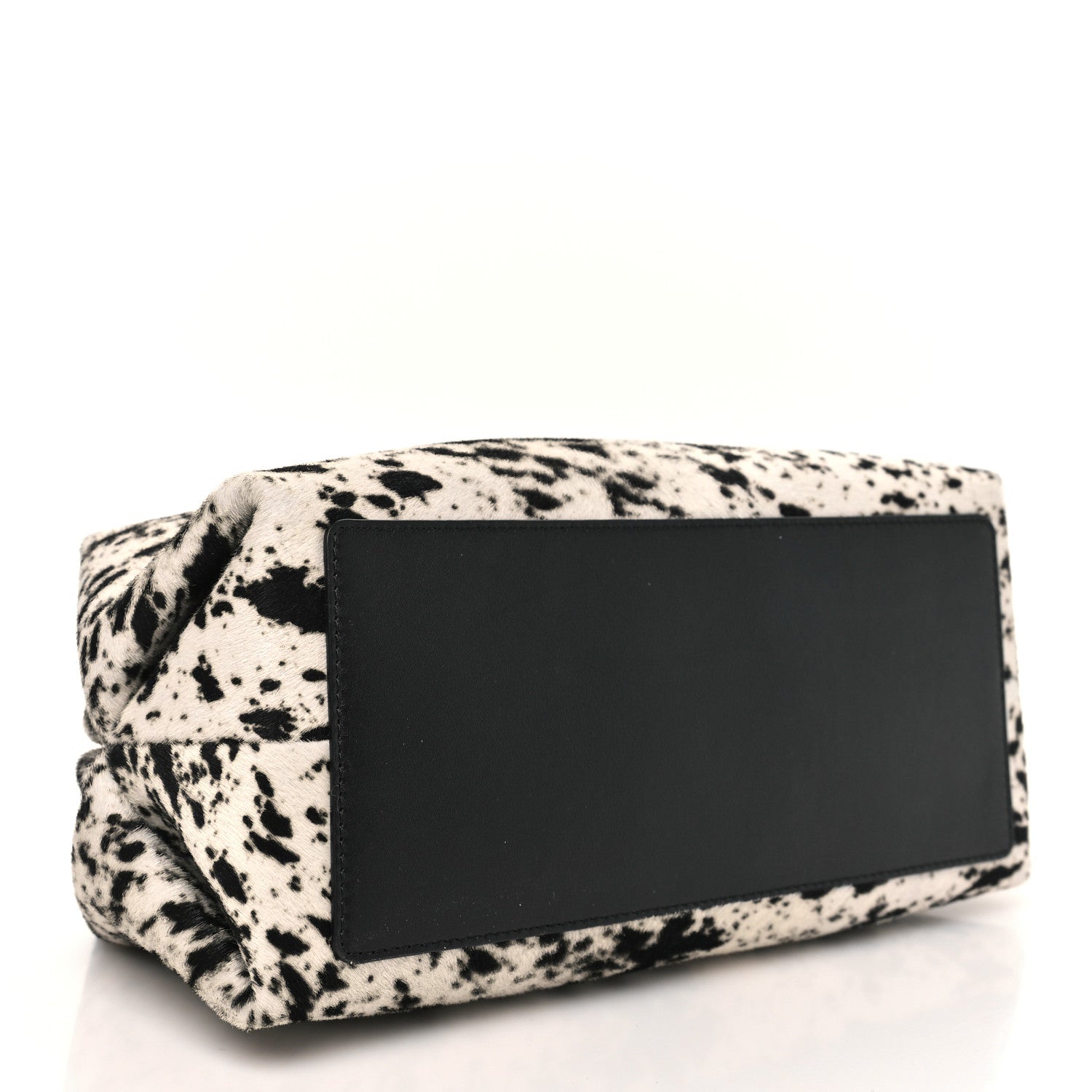 Lambskin Pony Hair Printed Clutch With Chain Black White