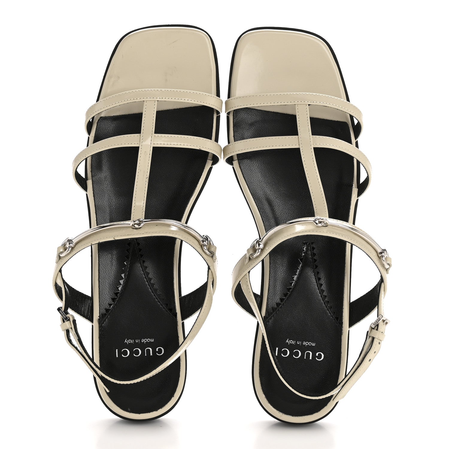 Calfskin Horsebit Divine Slingback Sandals 37.5 Mystic White