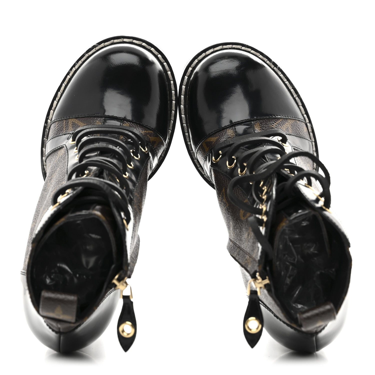 Patent Calfskin Monogram Star Trail Ankle Boots 37.5 Black