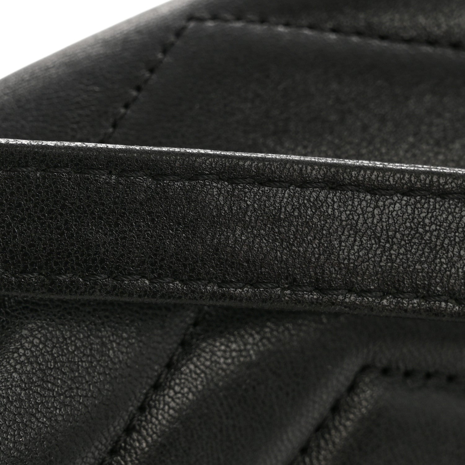 Lambskin Reversed Chevron Quilted Flap Black