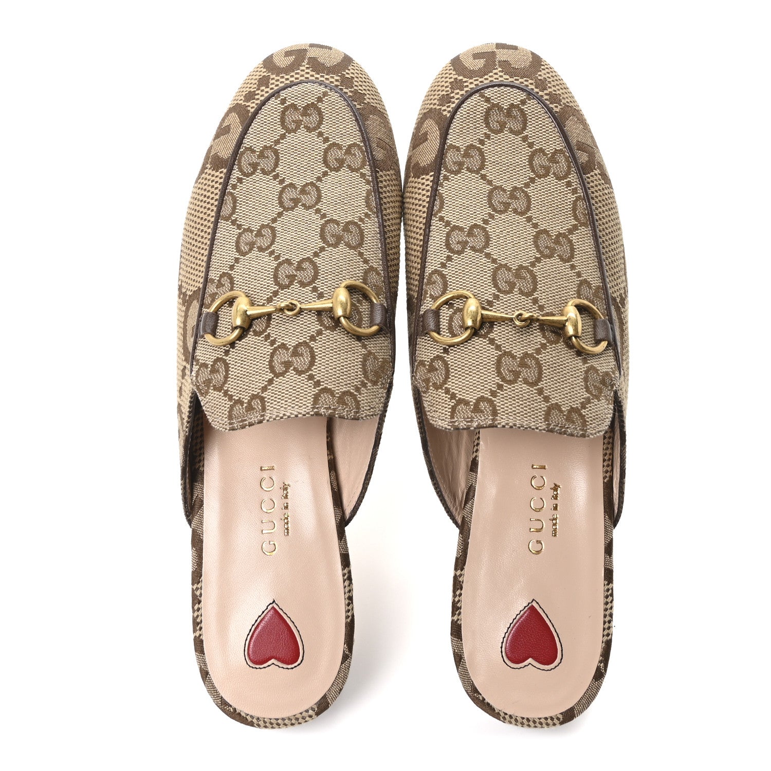 Monogram Jumbo GG Malaga Kid Womens Princetown Slippers 35.5 Camel Ebony New Acero Beige