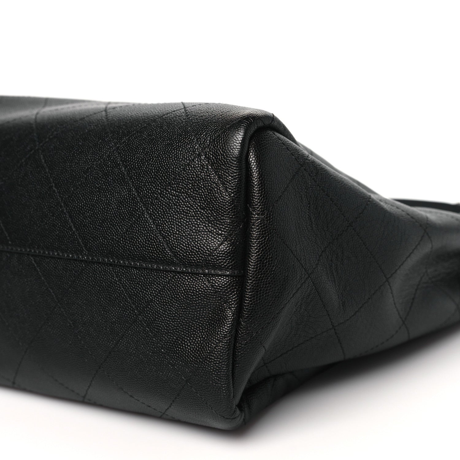 Caviar Stitched Large Lady Coco Shopping Tote Black