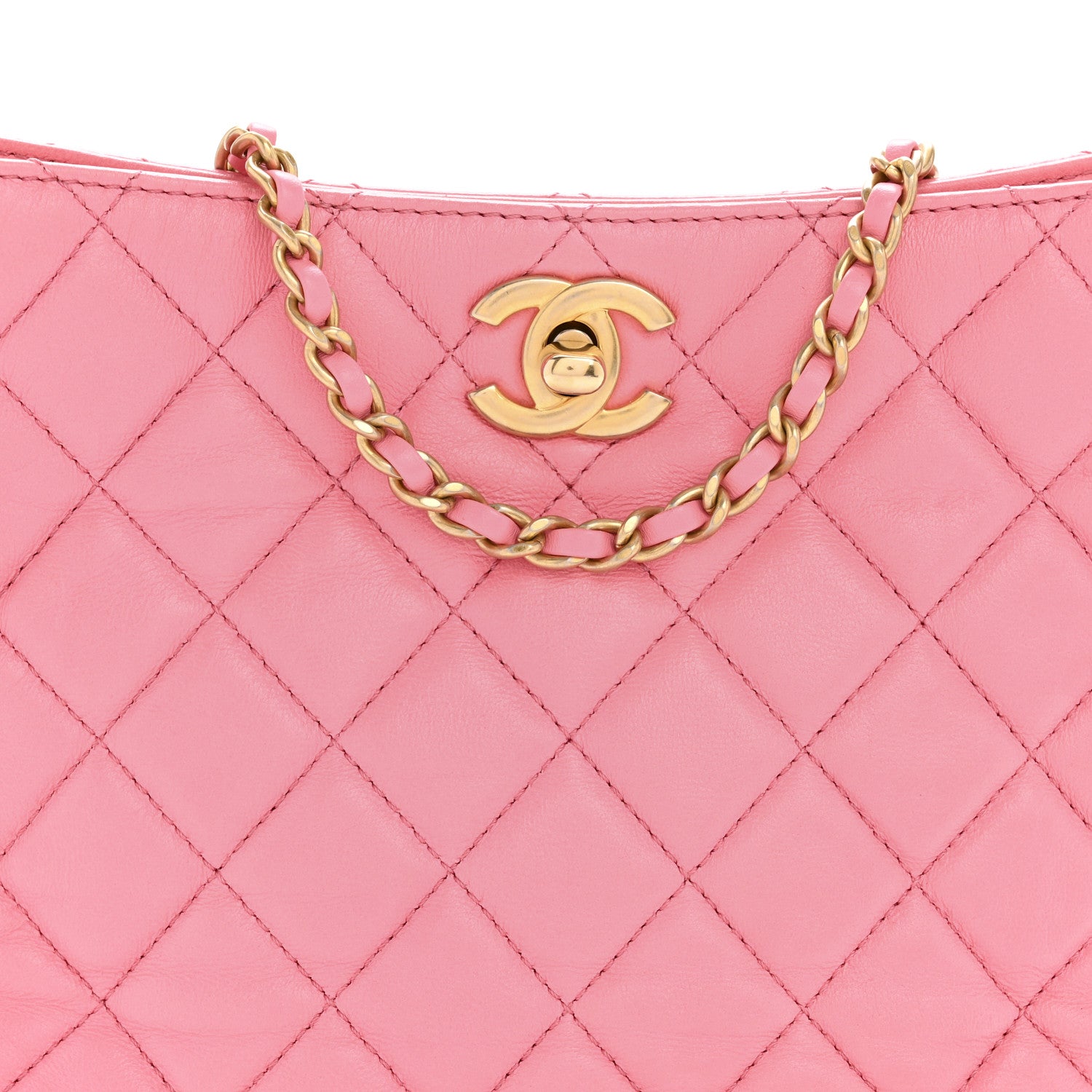Lambskin Quilted Small Pearl Crush Hobo Pink
