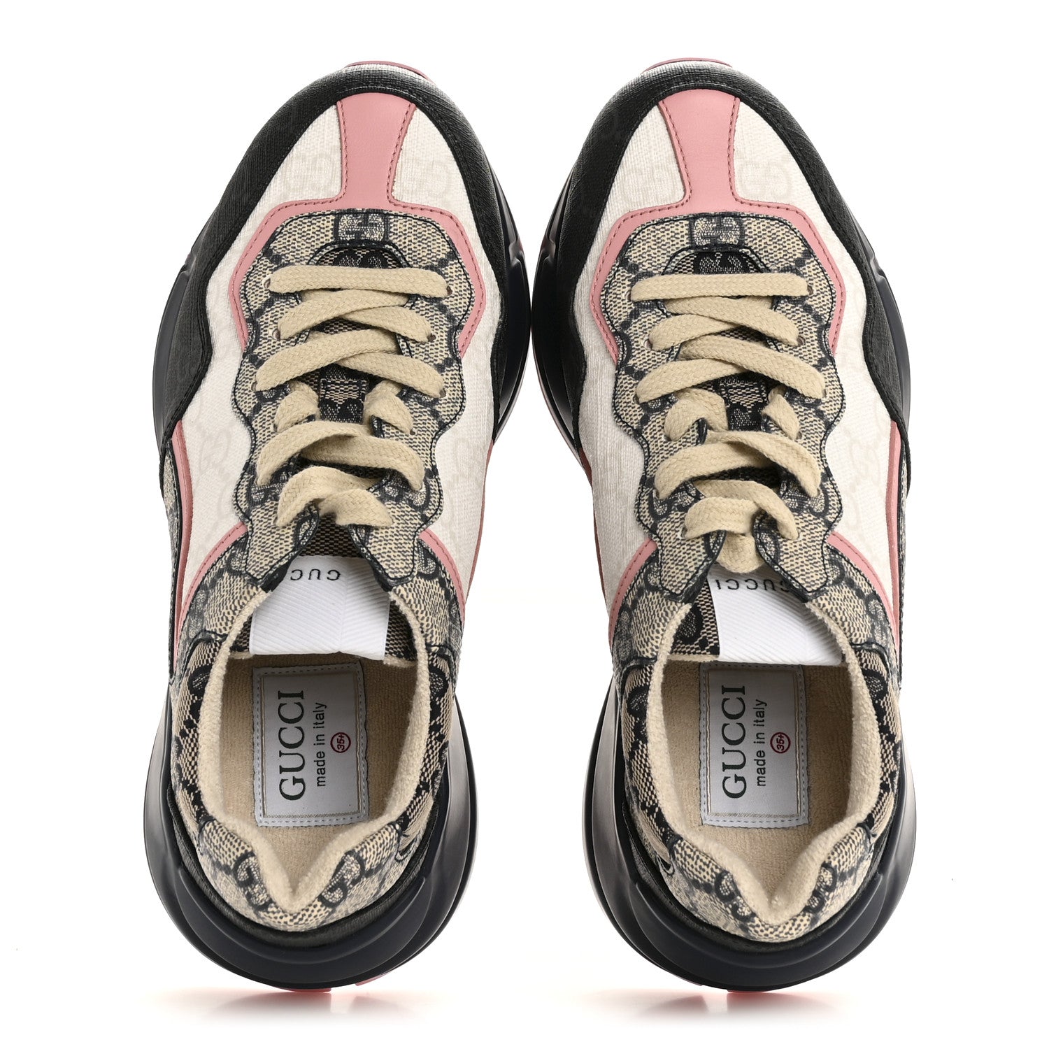 GG Supreme Monogram Mix Monogram Womens Rhyton Sneakers 35.5  Black Blue Wild Rose White Beige